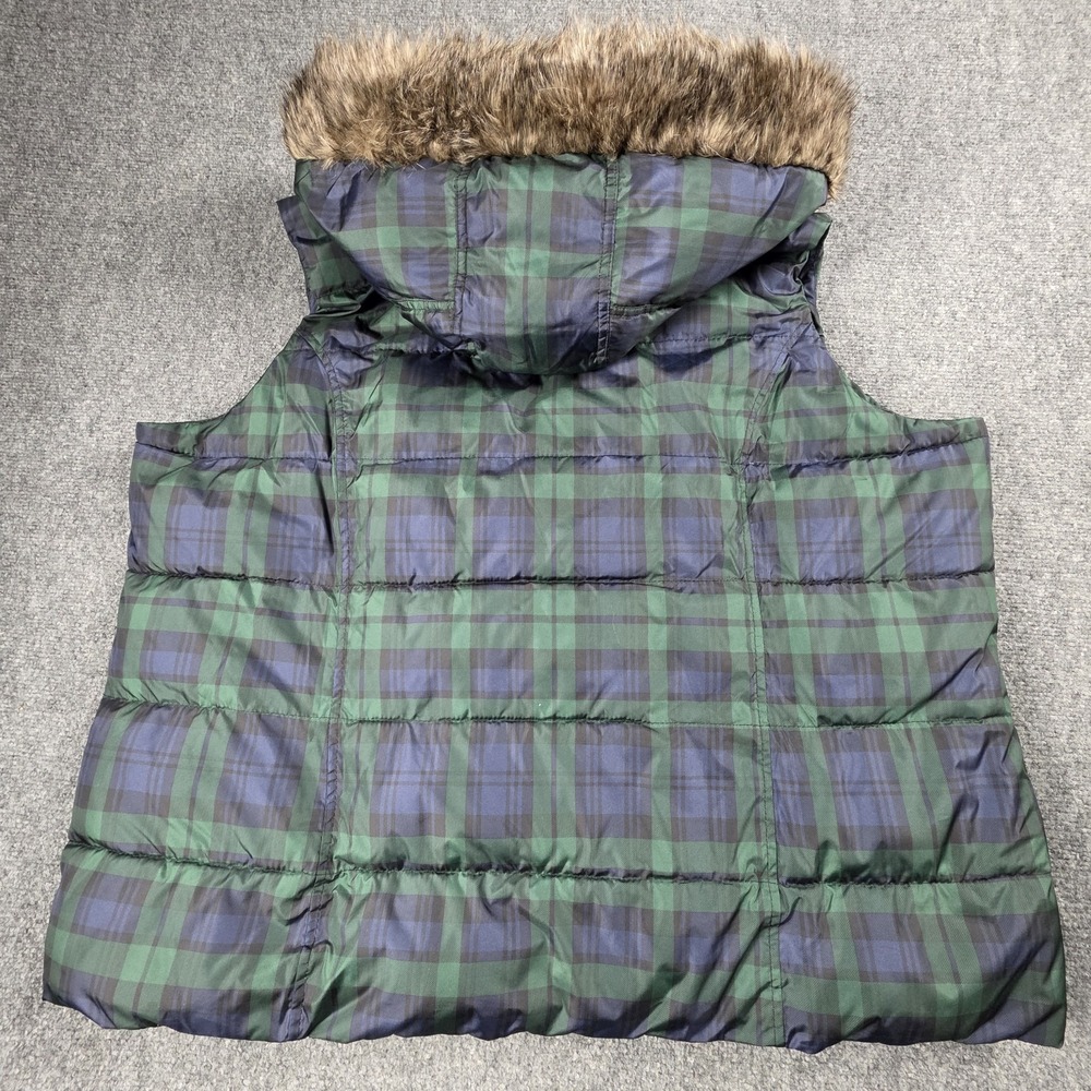 Charter Club Women's 3X Puffer Vest Blackwatch Plaid Quilted Hooded Green Tartan - Picture 6 of 11
